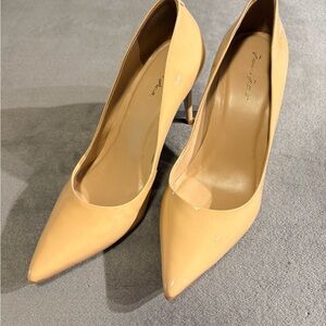 Elegant Beige Patent Leather Women's Heels